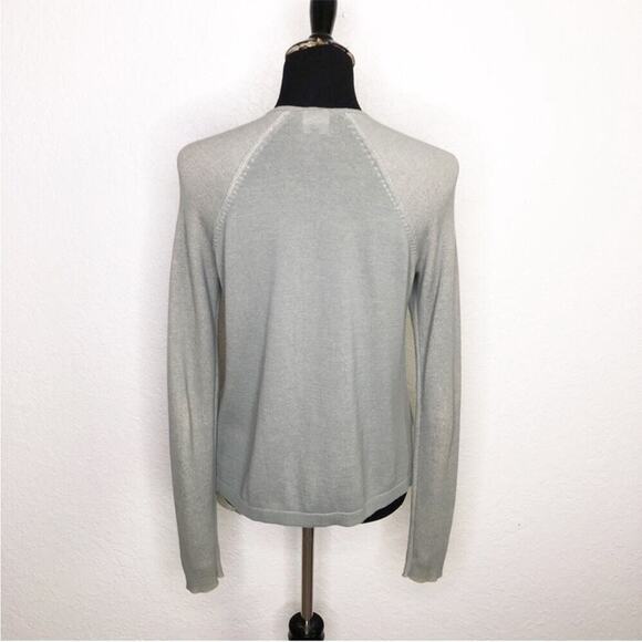 Cabi sage green gray mixed knit open draped front cardigan size Medium #5132 - Picture 15 of 16